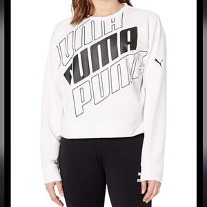 BNWT XL Puma Dry cell semi cropped white oversized Athletic  sweatshirt